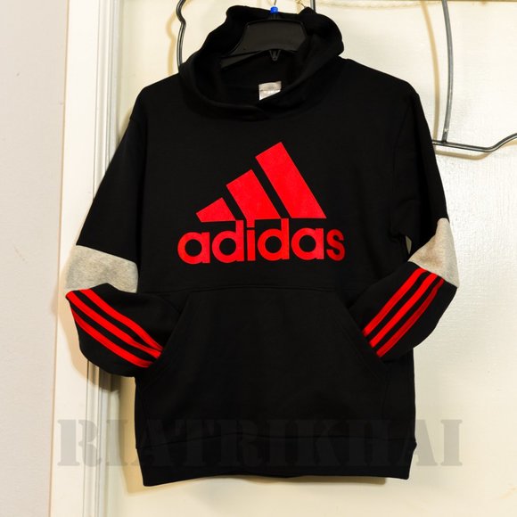 Red/Black  NWT adidas Youth boys Fleece Hoodie - Picture 3 of 4